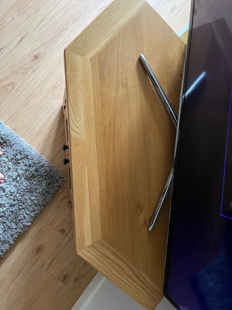 Oak corner TV unit