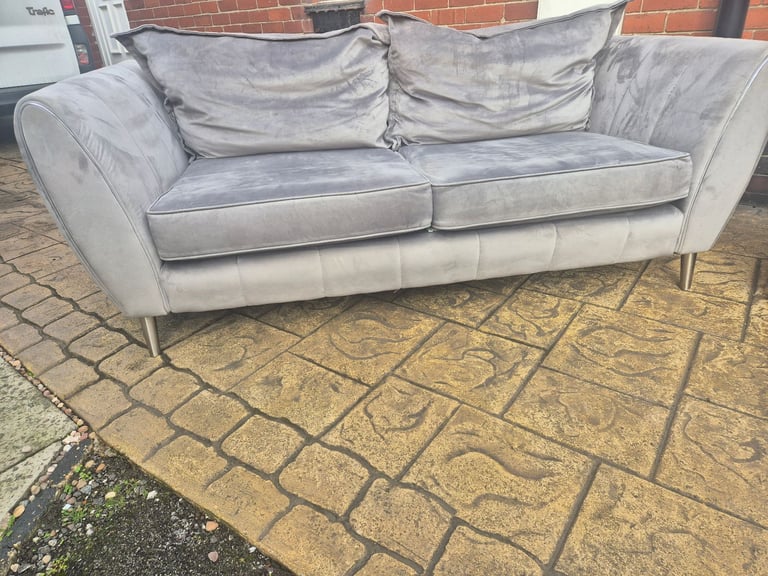 Grey velvet 2 & 3 seater sofas 