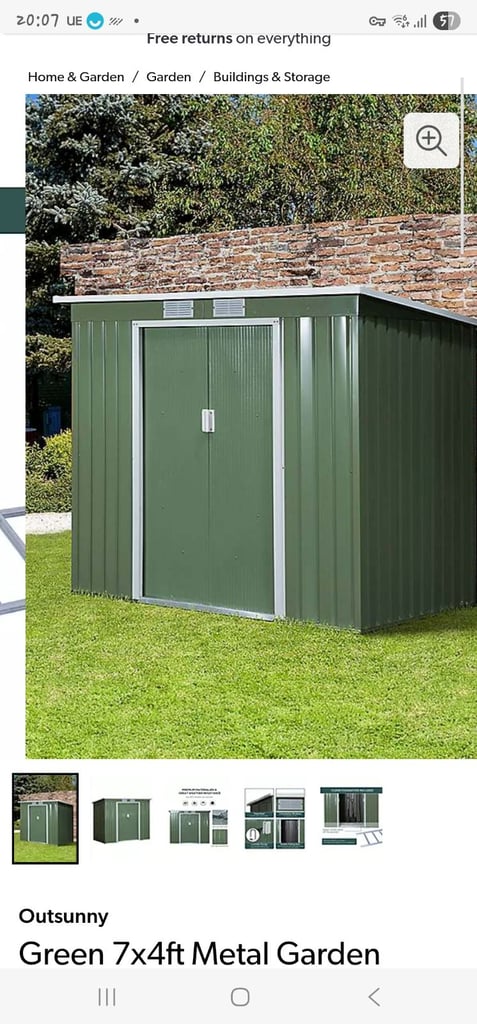 image for Green 7x4 metal shed