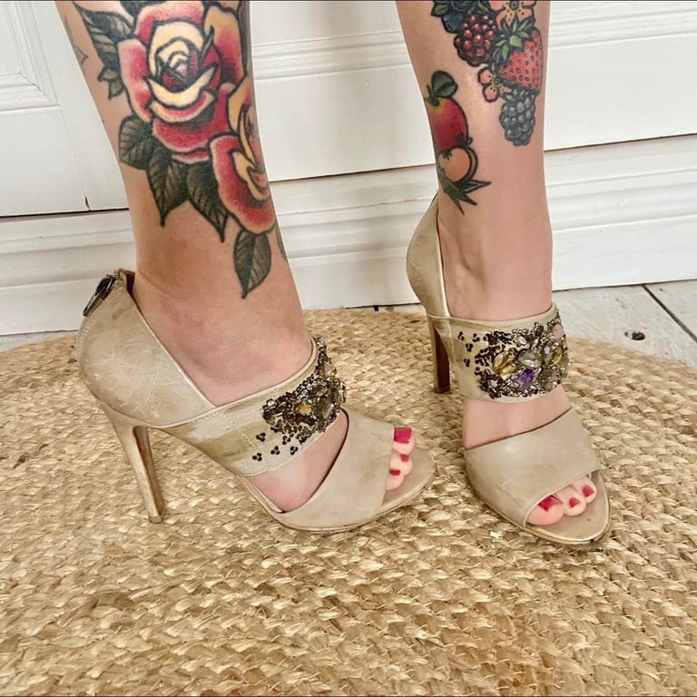 image for All Saints stiletto heels well used  size  5