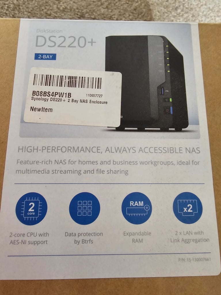 Synology NAS DS220+ Diskstation NAS 16tb toshiba n300 hdds