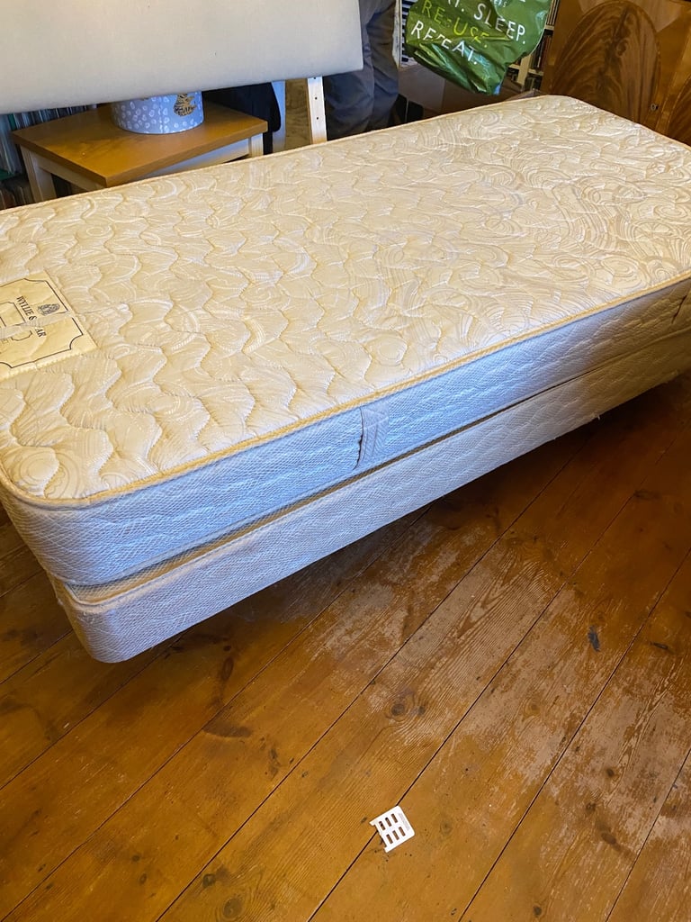 image for Good quality single bed mattress and base/ legs