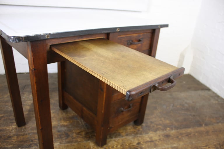Vintage Work Desk With Enamel Top