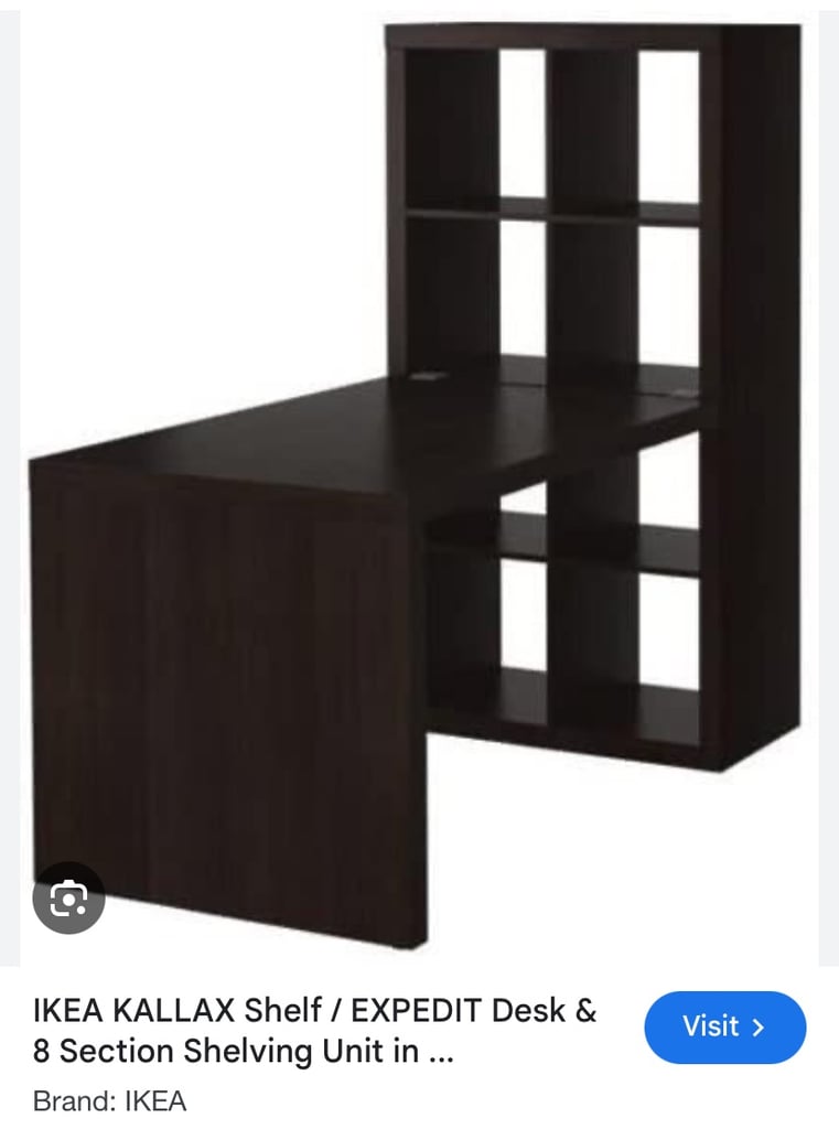image for IKEA kallak 8 cube with attachable desk, brown/black