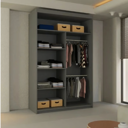 Brand New - Lisbon Mirror Sliding Door Wardrobe -Grey - SAME/NEXT DAY DELIVERY