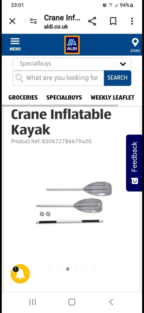 2 seater inflatable kayak plus 2 paddles. Used once 