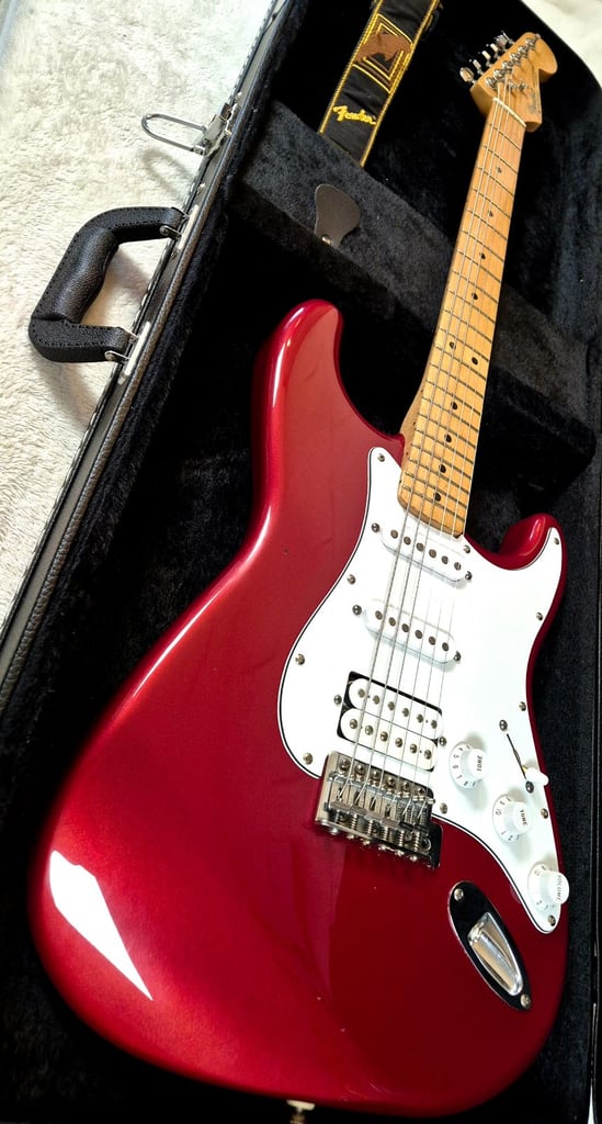 image for 1992 Fender Standard HSS Stratocaster Candy-Apple Red Electric Guitar 