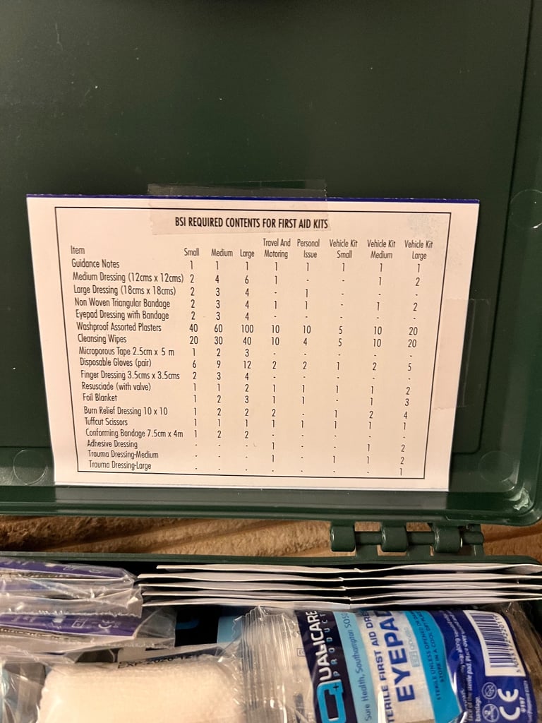 Emergency First Aid Kit, booklet and 2 resuscitation shields