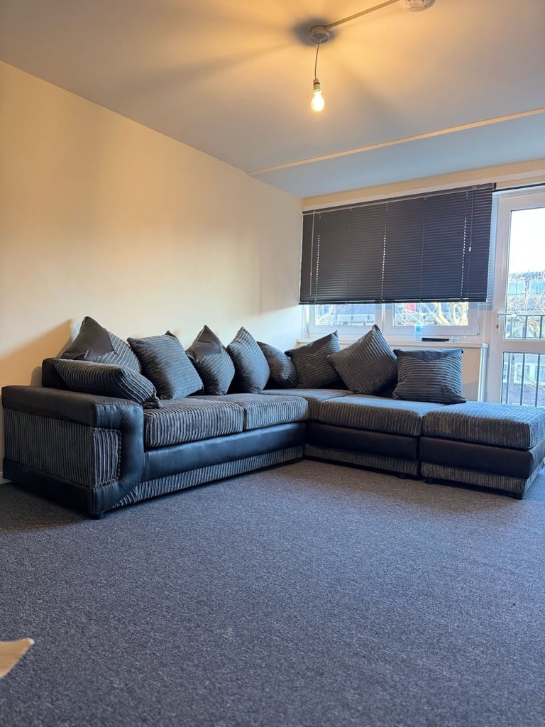 Brand New - Dino Black/Grey Colour Corner Sofa - Right/Left Side SAME/NEXT DAY DELIVERY