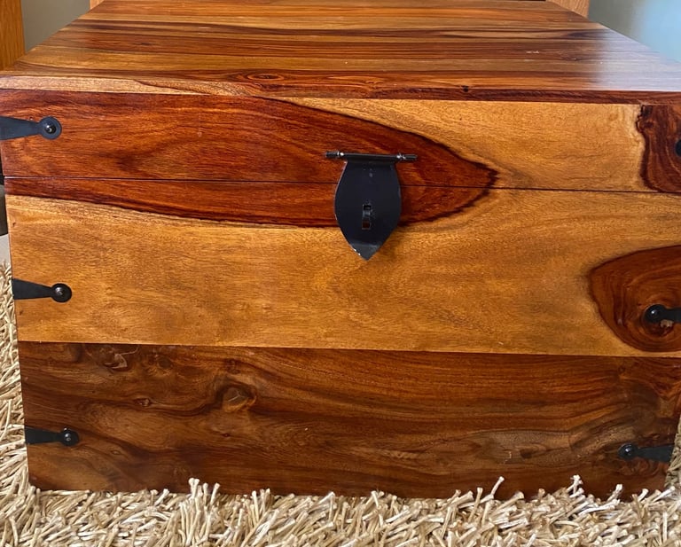 Large solid wooden storage box