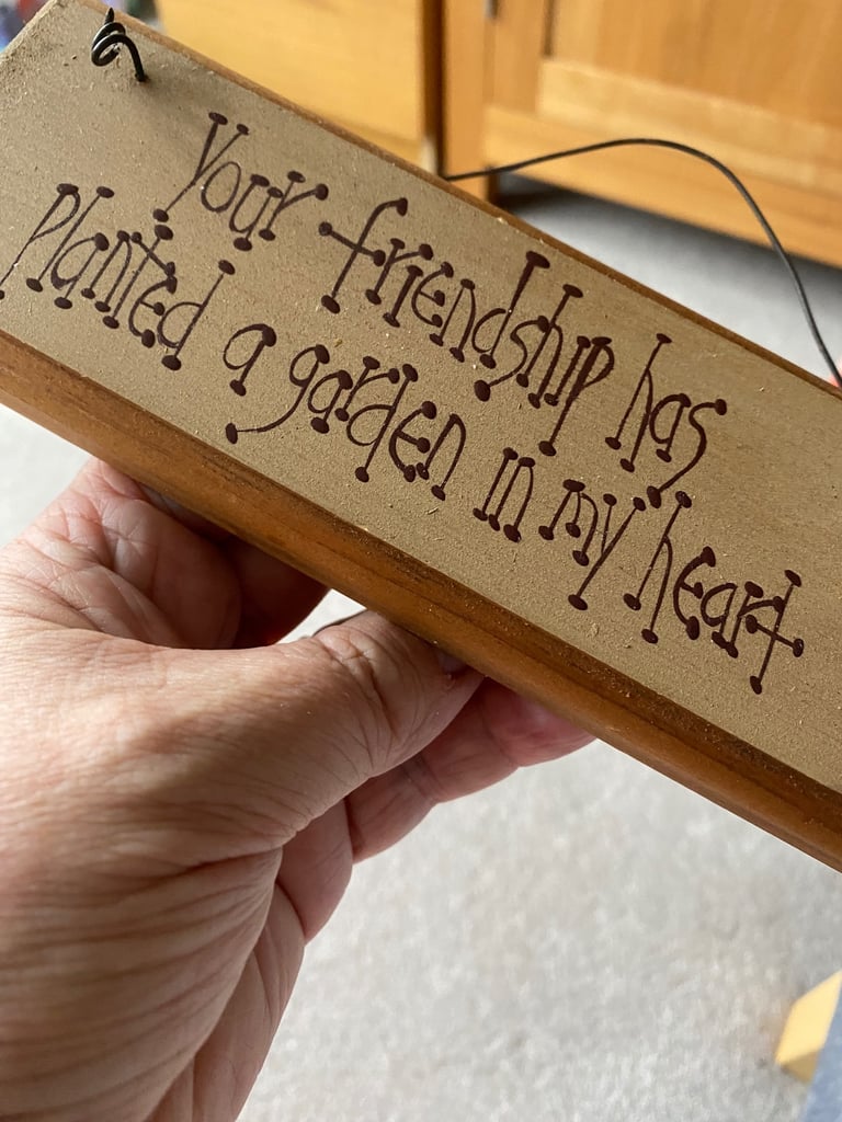 Hardwood Solid Friendship plaque, hanging decoration.
