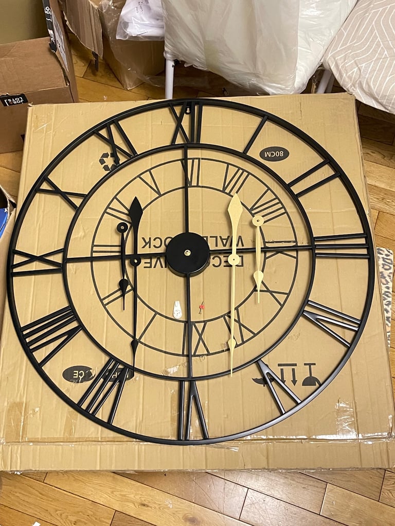 image for Brand New super large 30 inch 80 cm metal Skelton silent non ticking wall clock