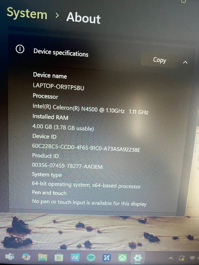 Asus laptop blue, 4GB RAM