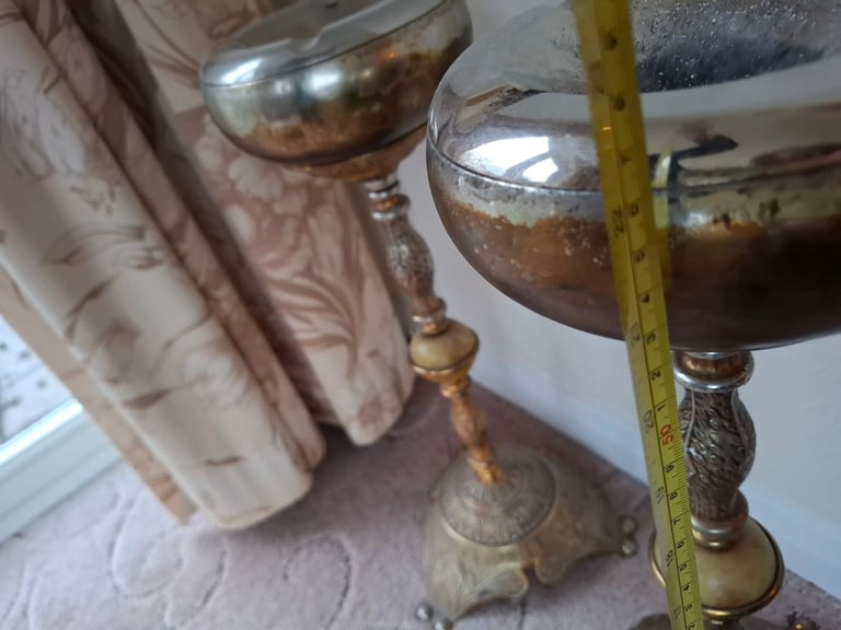 Vintage pair gentlemans club ashtrays / plant stands