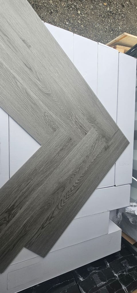 image for Grey Oak Herringhbone Click LVT With Built In Underlay