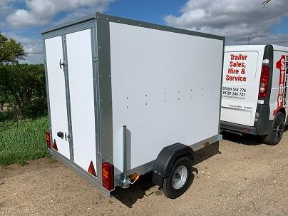 Box Trailer 7' x 4' x 4' in Black or White with Lockable Doors 750kgs - Tickners Eco