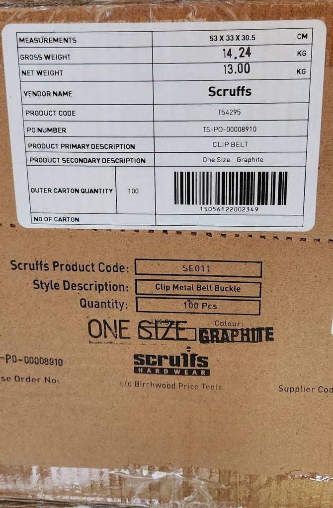 Starter Lot – 100x Scruffs Workwear Belts – Clearance Stock