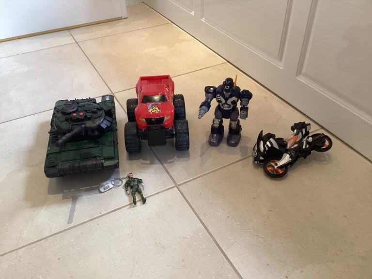 Toy Monster Truck, Robot, Motorcycle & Army Tank