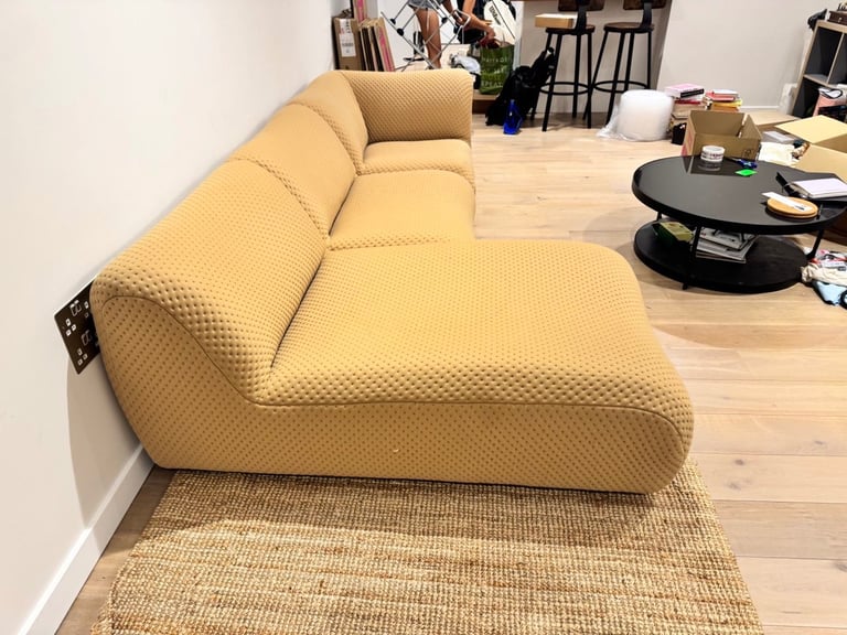 Designer King Living Sofa (L-Shape, Beige, Perfect Condition)