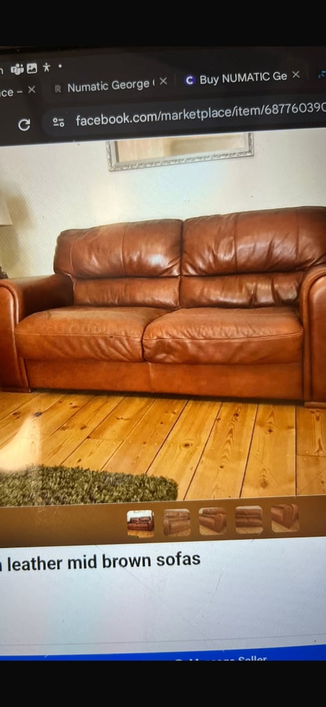 image for Italian leather3 seater. Delivery Available 