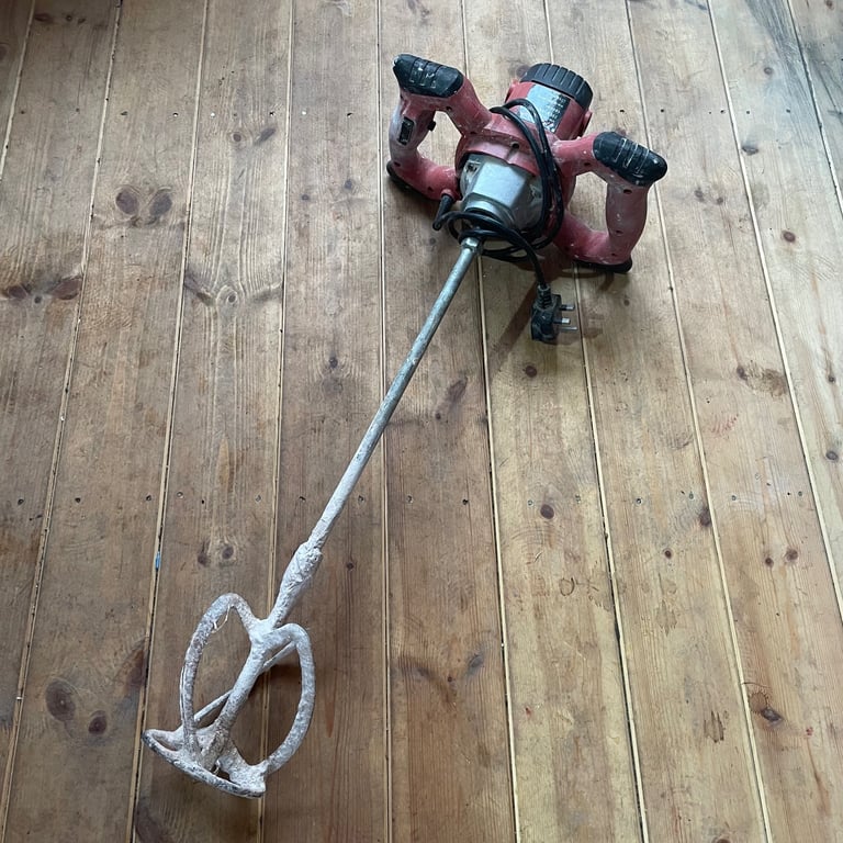 image for 240v plaster concrete mixer, dual handle, adjustable speed.