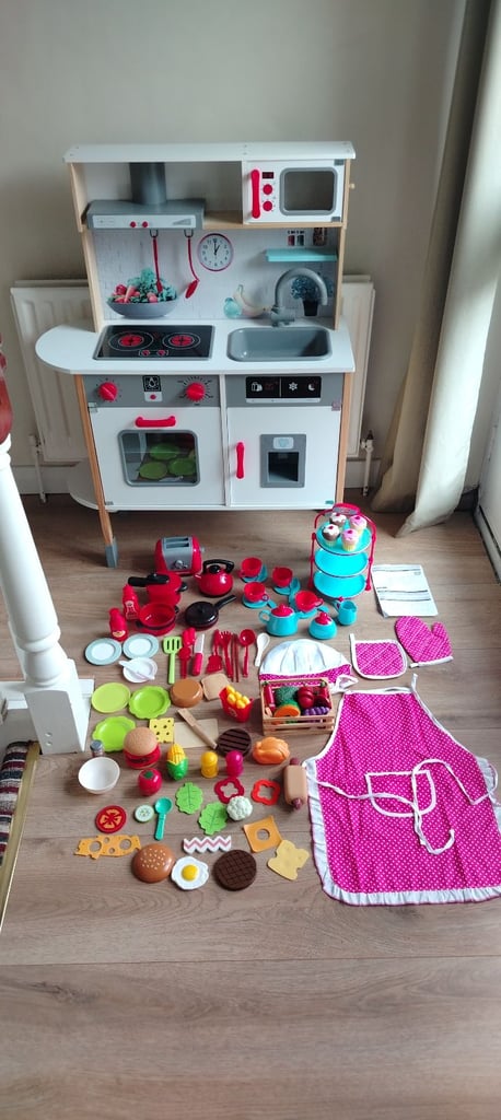 image for Child's wooden white and red kitchen£45.00.