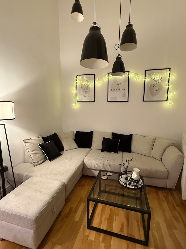 image for DFS CORNER SOFA & STORAGE FOOTSTOOL- EXCELLENT CONDITION