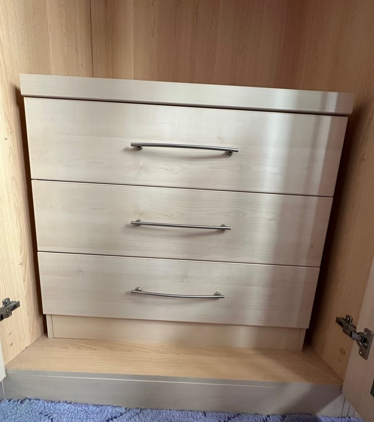 Bedroom Wardrobes, wall cabinets and drawer unit.