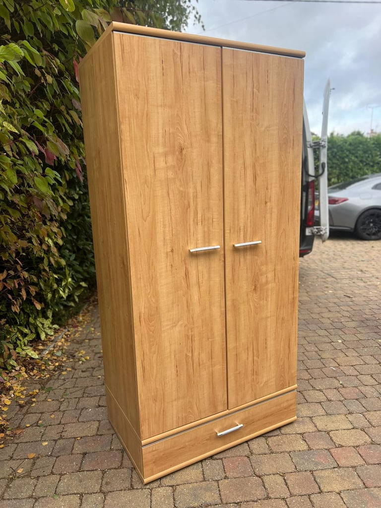 2door hanging and shelves wardrobe with bottom drawer.