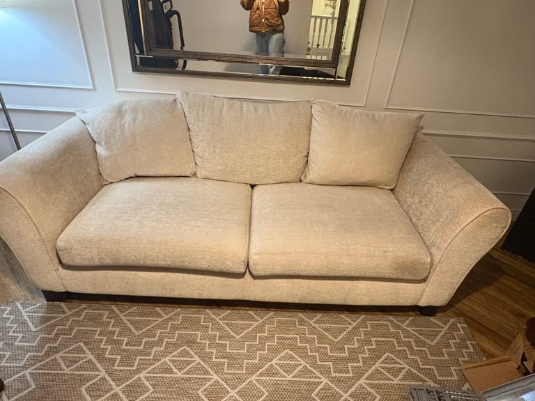 3 seater sofa and armchair cream 