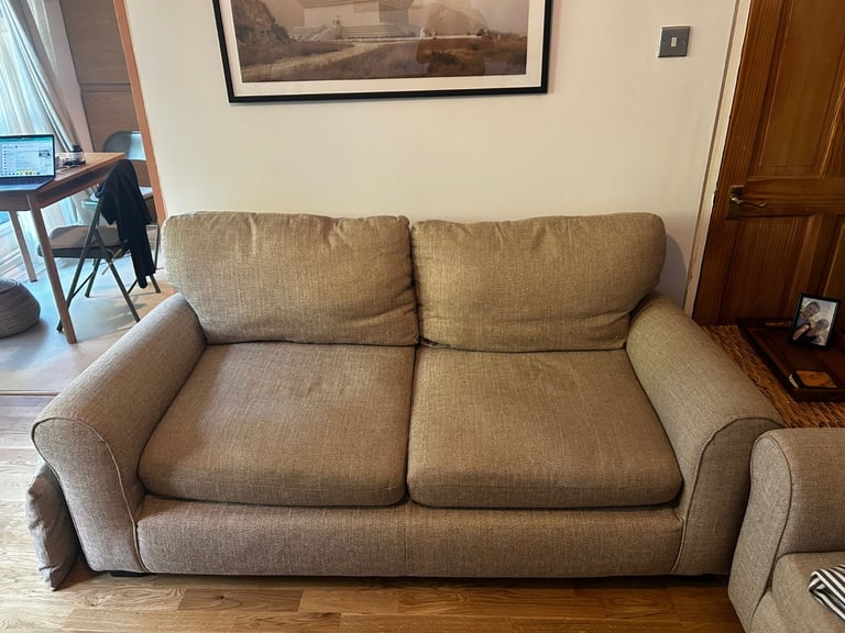 Habitat Molton 2 Seater Sofa Natural Textured Weave Fabric