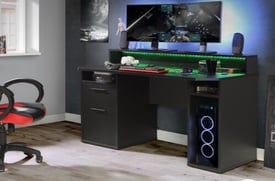 Amazing gaming/computer desk with strip lights