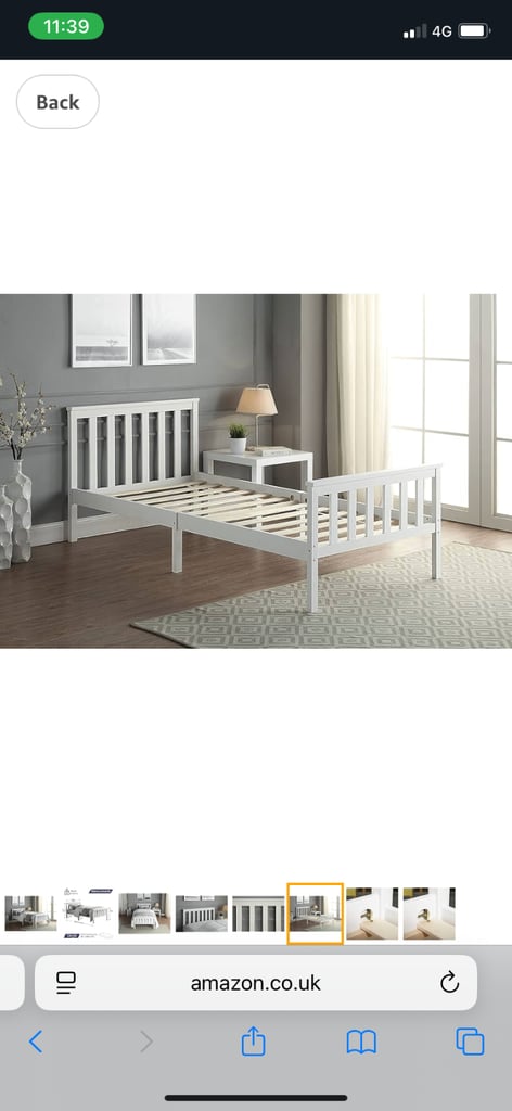 2 Single Bed In White Solid Pine Wooden