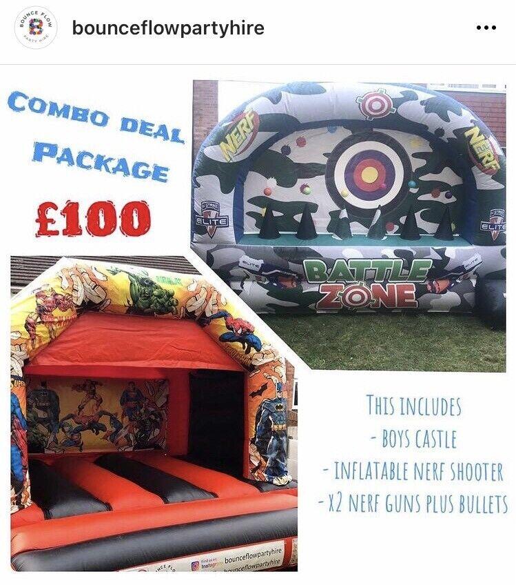 Bouncy castle and nerf shooter combo for hire