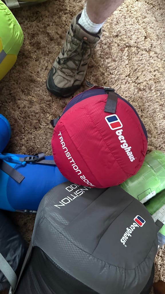 Tents, sleeping bags, rucksack, camping gear