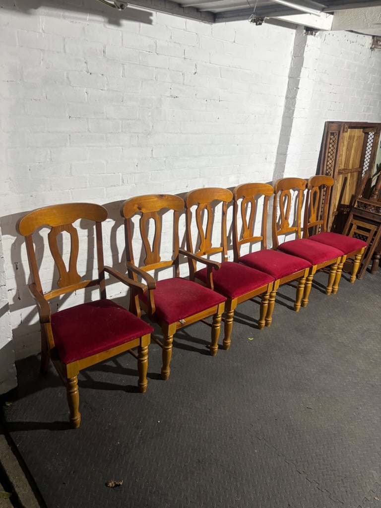 image for 6 Wooden vintage dining chairs