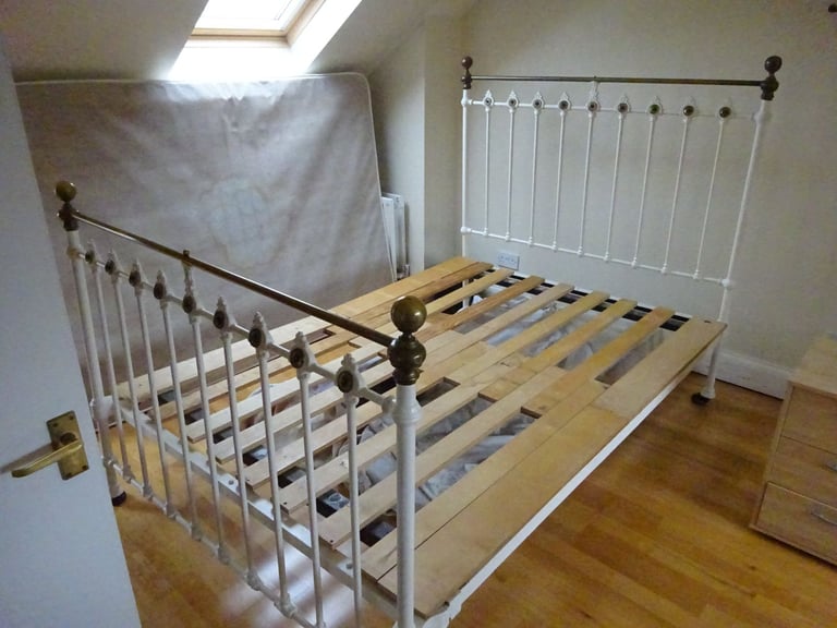 Antique victorian brass and iron double bed
