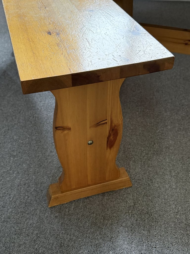 Viking Indoor Pine Dining Table and Bench Set