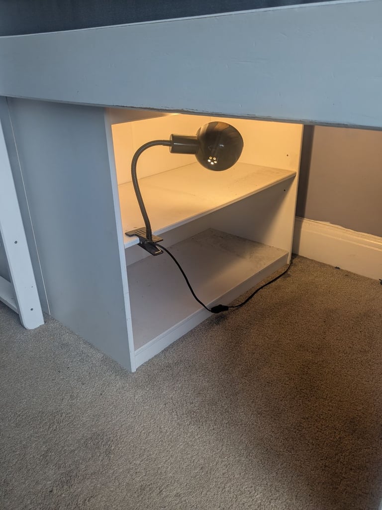 White cabin bed with storage 