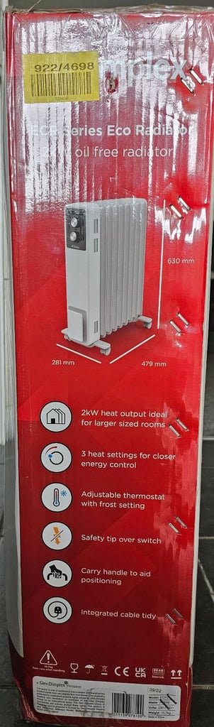 Dimplex Oil Free Radiator ECR Series 2KW