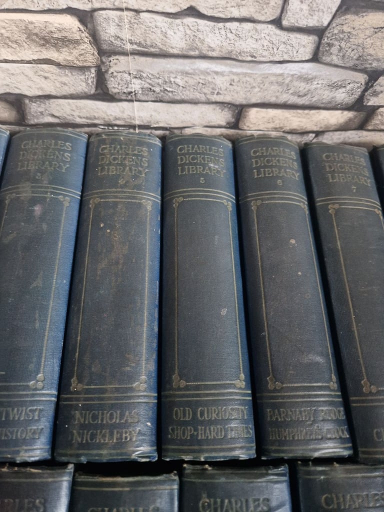 Antique books full set of Charles Dickens library from 1910