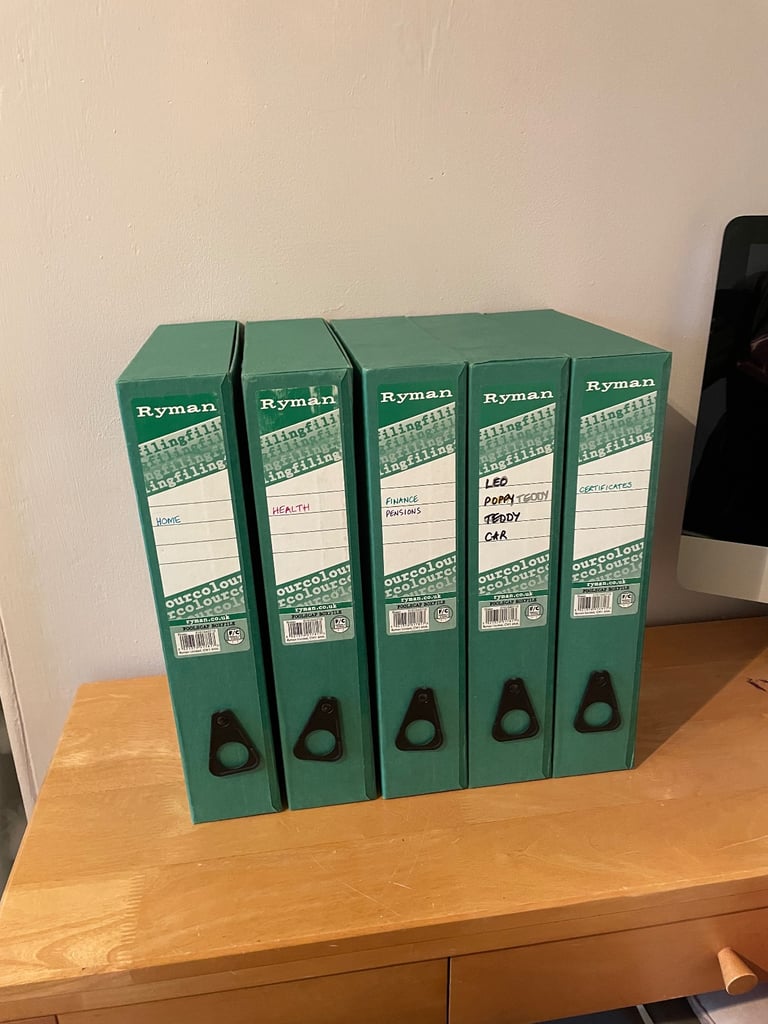 image for Ryman five green box files in good used condition