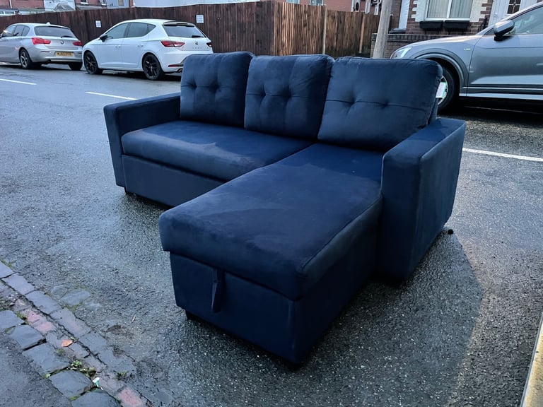 Corner sofa 🛋bed 🛌with storage reversible blue dark brand new available delivery extra cost 