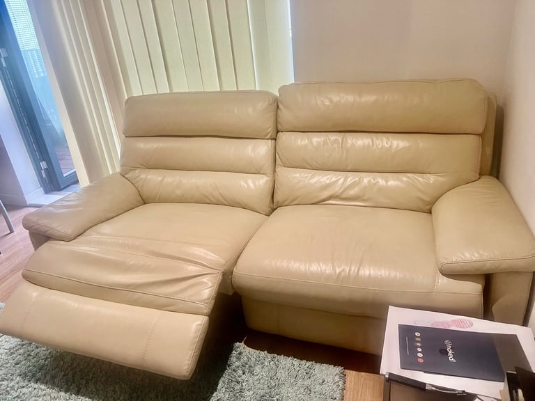 Beige Leather Sofa