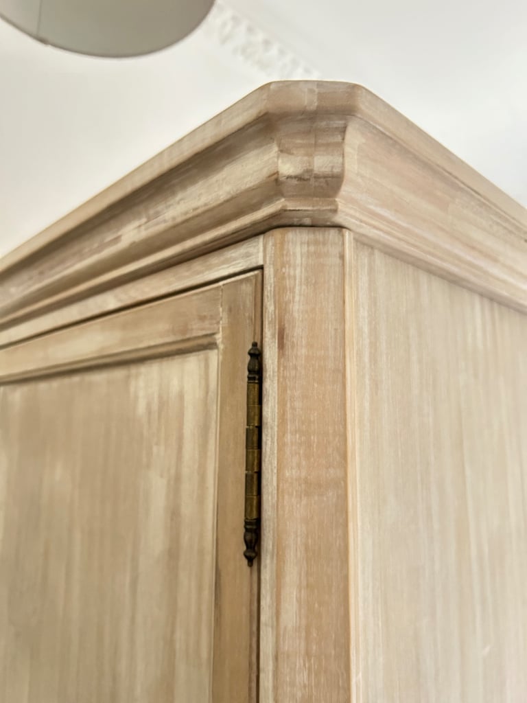 Large French-style Double Wardrobe – Two-Piece | Solid Wood | Distressed Finish