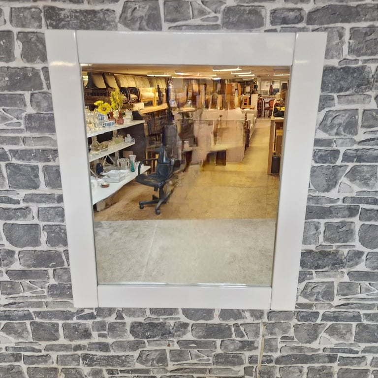 White Framed Wall Mirror – Modern Square Design