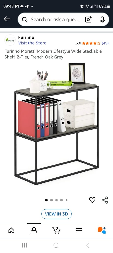 Furinno Moretti stackable 2 tier shelf