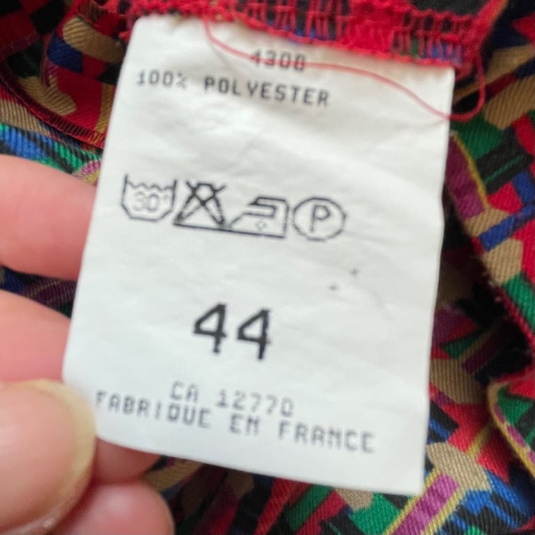 Vintage Marcelle Griffon French Abstract Print Shirt Dress 