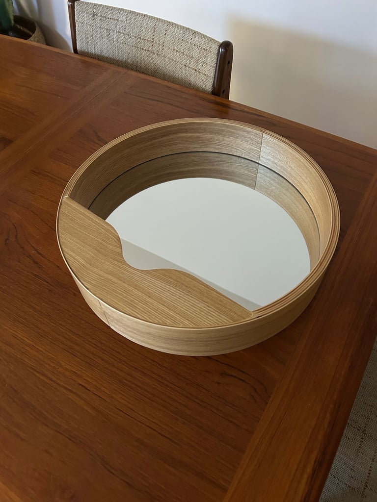 image for Vintage Midcentury Modern Round Mirror With Shelf