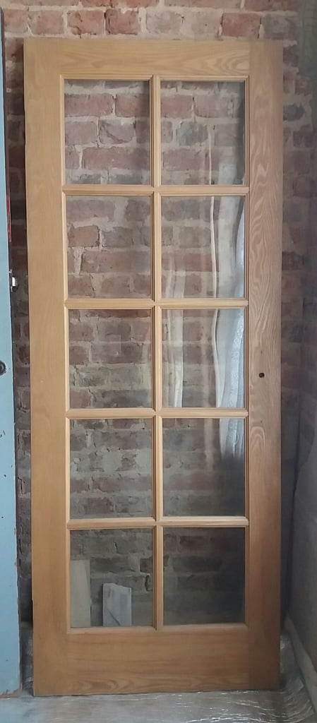 image for **Gorgeous Oak Finish Wood 12 x Pane Door 745mm Large x 1940mm High x 35mm Deep**
